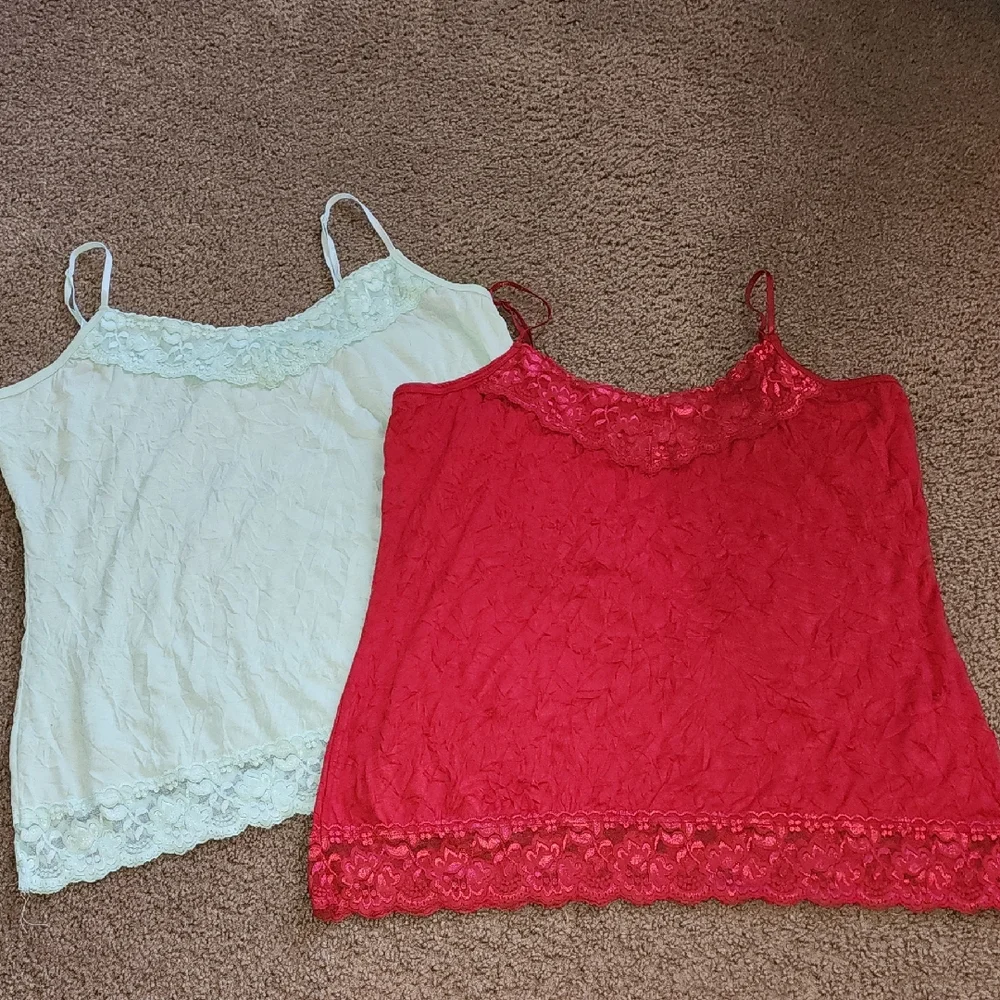 Maurices Lace Trim Cami Set - Red and Mint - Picture 1 of 4